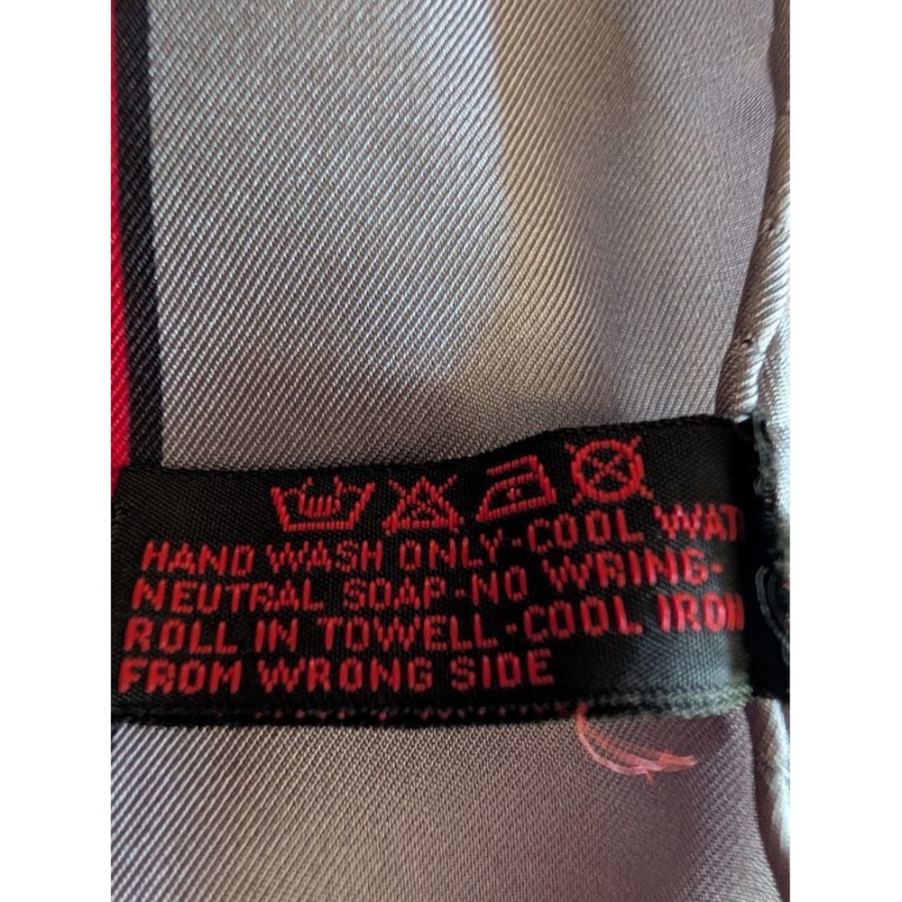 Vintage Roberta di Camerino Red Grey Silk Square Scarf Geometric Belt Motif - Picture 10 of 11